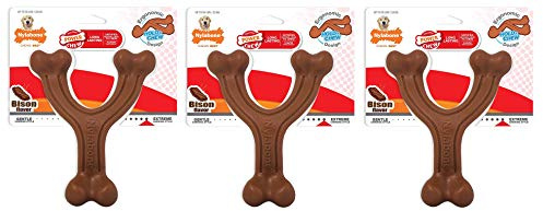 Nylabone 3 Pack of Power Chew Wishbone Chew Dog Toys, Giant, Bison Flavor