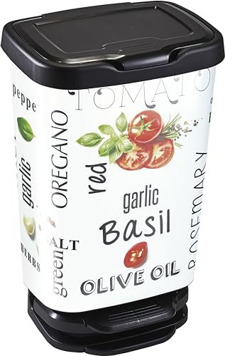 M-Home PLS8161-177 - Cubo de basura, con pedal y tapa (plástico, 40 L), con “Italian Food”