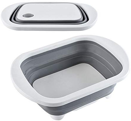 KUANDARMX Seguro Tabla De Cortar, Multifunción 3 En 1 Tabla De Corte Plegable Cesta De Drenaje, Tina De Vegetales Lavabo Portátil para Lavar La Cocina Tabla De Cortar Presente
