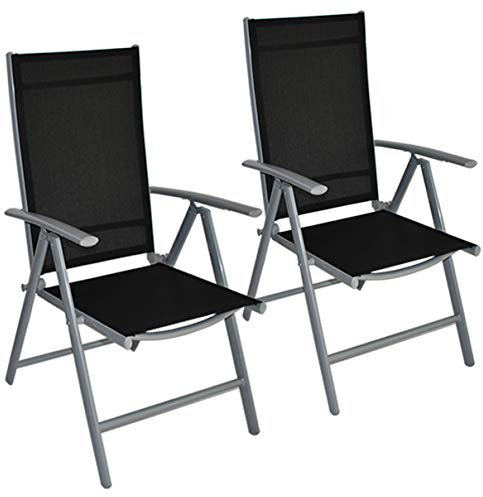 Helo Gartenstuhl Aluminium Hochlehner klappbar verstellbar Silber 2er Set