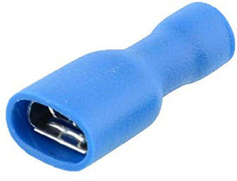 UKCable-Ties Blue 6.3mm Female Fully Insulated Crimp Spade Connector 14-16AWG Wire Cable Electrical (10)