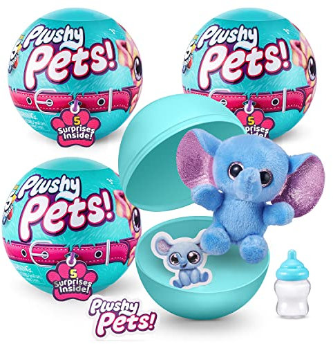 5 Surprise Plushy Pets Series 1 Mystery Collectible Capsule (3 Pack)
