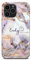 iCaseDesigner Personalised Marble Glitter Flowing Name with Heart Phone Case for Apple iPhone 11-8. Purple Colourful Marble Name
