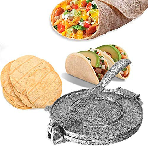 HURRISE Cast Iron Tortilla Press, Corn Tortilla Press Cast Iron Tortilla Press Gray 6.5 Inch Roti and Tortilla Maker, Tortilla Machine Automatic Stainless Steel Non-Stick Electric machine