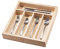 iDesign Bandeja organizadora, porta cubiertos de madera de paulownia, cubertero para el cajón de la cocina o la oficina, organizador de cubiertos y utensilios de cocina, beige