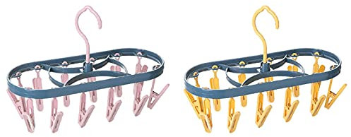 TGUS 2pcs Drying Hanger, Clothes Dryer, Plastic Drying Rack With 12 Pegs, Portable Airer Dryer, for Underwear Socks Bra Panty Gloves Indoor Outdoor(size:31.5x13x8.8cm)