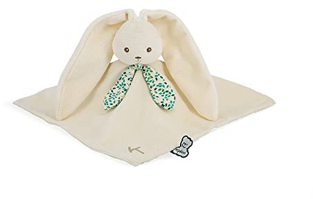 KALOO - Lapinoo - Doudou Lapin - Peluche Bébé - Couleur Crème - Carré 30 x 30 cm - Bi-Matières Coton et Velours Côtelé Très Doux - Boîte Cadeau - Dès la Naissance, K972206