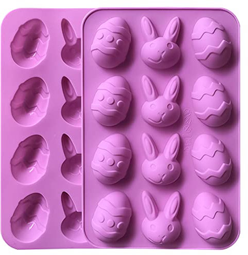 YXHZVON 2 Pièces Moule à Oeufs de Pâques en Silicone, Lapin de Pâques, Moule à Gâteau pour Faire du Chocolat, des gâteaux, des Biscuits