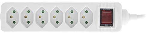 InLine® Multiprise Suisse 6 Prises avec Interrupteur, 1,5 m, Blanc