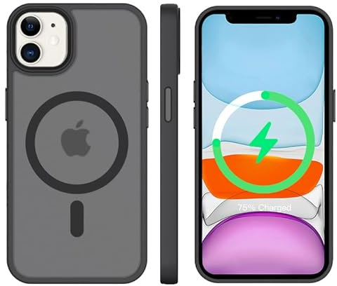tigratigro Cover Magnetica per iPhone 11 6.1 Pollici, Compatibile con MagSafe, Custodia Traslucida Opaca Posteriore Sottile Antiurto Protettiva Case, Protezione Antiurto di Grado Militare, Nero