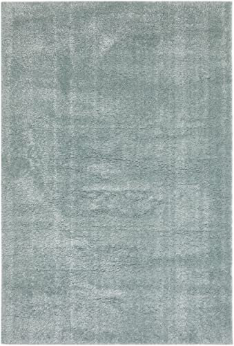 -LUXOR- living moderner Hochflor Teppich Gela, Kunstfell Optik, Shaggy Teppich geeignet als Teppich Wohnzimmer oder Badezimmerteppich, unifarben 160 x 230 cm Türkis