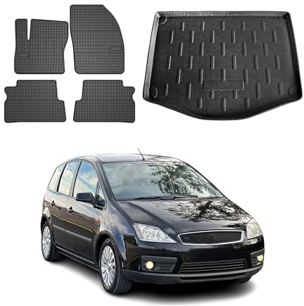 OMAC Fußmatten Kofferraumwanne für Ford C-Max 2007-2010 TPE 5tlg Schwarz | inkl. Kofferraumwanne (Satz), Gummimatten, Automatten, Allwetter, Antirutsch, fahrzeugspezifisches Produkt, wasserdicht
