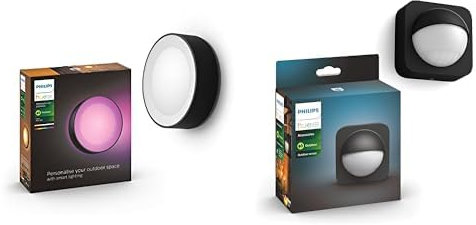 Philips Hue Daylo [Black] Wall Lantern + Outdoor Motion Sensor. White and Colour Smart Lighting for Outdoor, Garden, Terrace and Patio Light.