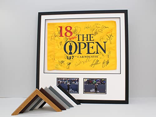 Flag Display Frame, with two photographs. Perfect for Golf Flags. Handmade by art@home in the UK. (Black, Soft White Mount)