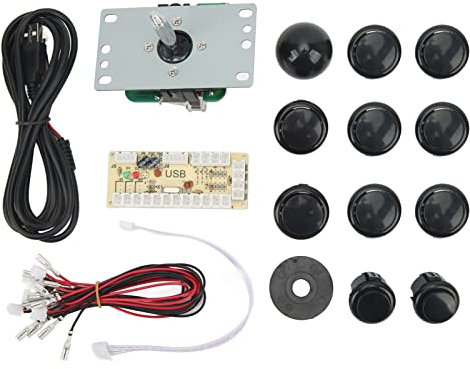 Alomejor Controller Joysticks, DIY USB Computer Rocker Oval Ball Joysticks with Control Chip for Game(Black)