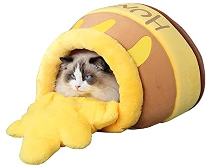 Mandeep Cat Beds for Indoor Cats Honey Jar Shaped Plush Cat Nest Bed Cat Bed Igloo Cat Bed Cave Soft and Comfortable