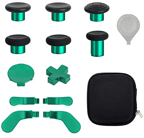 13 in 1 Metal Thumbsticks for Xbox One Elite Series 2 Controller, Elite Series 2 Core Controller Accessories Replacement Parts, Metal Mod 6 Swap Joysticks, 4 Paddles, 2 D-Pads, 1 Tool(Green)