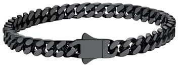 Richsteel Armband Herren Edelstahl Herrenarmband Kubanisch Armbänder Männer | Silber/Gold/Schwarz 5/7/9/12mm breit 19/21/23cm Länge Cuban Gliederarmband Hip Hop Rapper mit Geschenkebox für Valentinstag