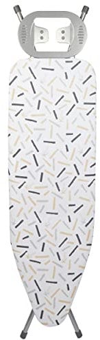 Kleeneze KL028084FEU7 Ironing Board With Cover – Large Folding Ironing Table, Collapsible, 100% Cotton Cover, Iron Rest, Steel Frame, Non-Slip Feet, Suitable for Left & Right-Handed Users, 122 x 38cm