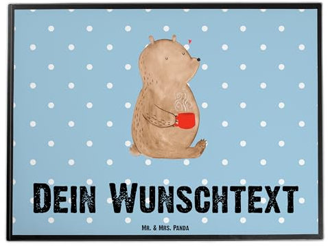 Mr. & Mrs. Panda Personalisierte Schreibtischunterlage Bär Kaffee - Geschenke, Schreibtisch Matte, Schreibtischauflage mit Namen, Motivation, Guten Morgen, Teddy, Bären, Selbst Gestalten, Unterlagen