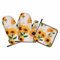 Samgula Sonnenblumen-Ofenhandschuhe und Topflappen-Set, lebendige Blumen, Vintage-Postkarte, hitzebeständig, 3 Stück zum Kochen, Backen, Grillen
