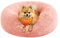 Feandrea Hundebett flauschig, Katzenbett, Donut Kissen, waschbar, Polsterung in der Mitte herausnehmbar, Langer Plüsch, 60 cm Durchmesser, rosa PGW038P01