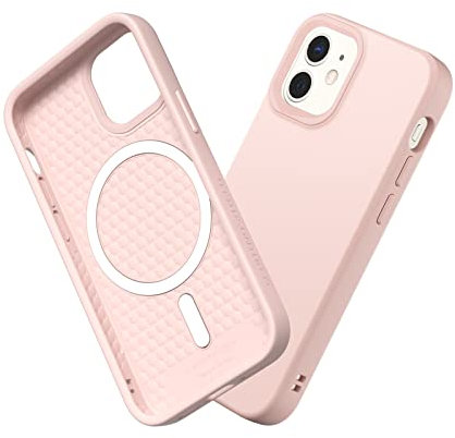 RhinoShield Case kompatibel mit [iPhone 12 mini] | SolidSuit - MagSafe-kompatibel -Stoßdämpfende & schlanke Schutzhülle mit Premium Finish - 3.5 Meter Fallschutz - Samtrosa