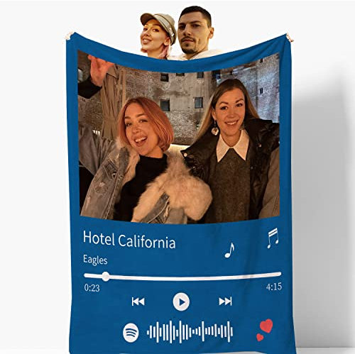 Yasion Personalisierte Decke Fotodecke Decke Mit Foto Beste Freundin Geschenke Personalisiert Geschenkg FüR Freundin MäNner Freundin Tochter Decke Mit äRmeln-YS679-Spotify-1