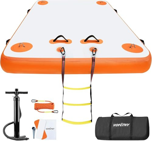 VOFiTNY Inflatable Floating Dock Swim Air Platform Island Raft Mat for Lake Beach Ocean with Rope Ladder, Non-Slip Surface