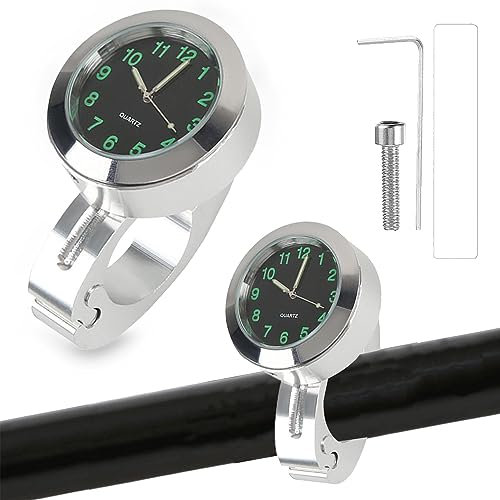 YeahBoom Motorraduhr für Lenker Wasserdicht,Fahrrad Uhr,Lenkeruhr Motorrad,Motorrad Lenkeruhr,Fahrraduhr für Lenker,Motorrad-Uhren,Lenkerhalterung Uhr für Motorräder Elektrofahrzeuge