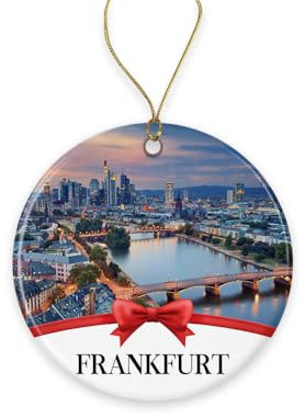 Frankfurt Weihnachtsschmuck, Weihnachtsschmuck Reise Souvenir Sammlung Geschenk für Familie, Christbaumschmuck Stadtreise, Frankfurt Reisegeschenk Xmas Urlaub Beidseitig bedruckt