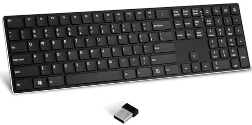 TIETI K01R Wireless Keyboard, 2.4G Slim and Compact Wireless Keyboard with Numeric Keypad, Long Battery Life, Lag-Free for PC Laptop Computer Windows, Black