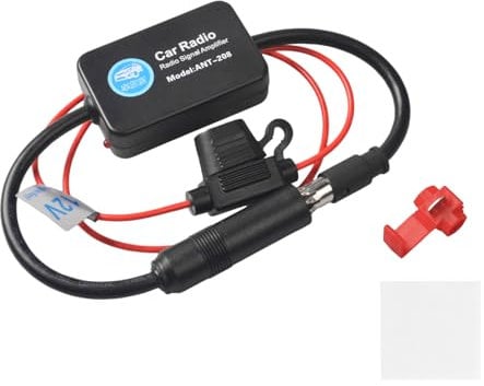 Pumwoy Amplificador de Señal de Antena de Coche 12V, Amplificador de Antena de Radio de Coche FM/Am, Antena Coche Amplificador de Señal para Radio Audio para Automóvil Receptor