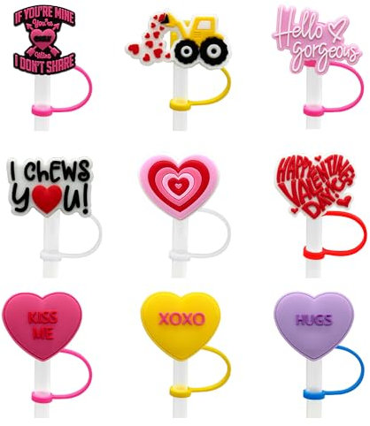 9 fundas para popote, 10 mm, lindas pajitas para Stanley, tapas para vasos Stanley, vasos Stanley, accesorios para taza Stanley, regalo del día de San Valentín para mujeres