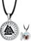 Engraved Photo Locket Necklace, Viking Jewellery Men's Valknut Symbol Charm Leather Cord Chain for Father Husband