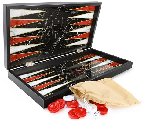 Backgammon Tavla Black Marble XXL Marmor Design