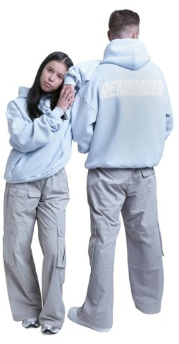 RYWD Remember Hoodie Oversize Unisex Streetwear mit Heavy Qualtiät 370 GSM Organic Cotton (DE/NL/SE/PL, Alphanumerisch, L, Regular, Regular, Hellblau)
