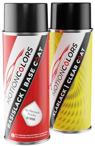 MOTIONCOLORS Vert 01996 für Renault Trucks/RVI Autolack Sprühdosen Set Basislack Klarlack Spraydose 400ml
