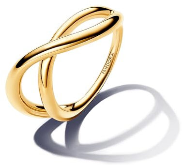 PANDORA Essence Organisch Geformter Unendlichkeitsring aus Sterling Silber mit vergoldeter Metalllegierung, Größe: 54, 163318C00-54