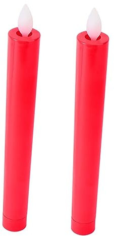 OSALADI 1 Pair Candle Led Lights Bulk Taper Candles Home Decoration Candles Battery Operated Flameless Taper Candles Home Décor Candles Bulk Led Red Candlesticks Conical Candle Light