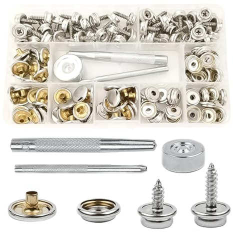 Alnicov 50 Sets Yacht Canvas Snap Druckknopf Set Boot Schrauben 3/8 Zoll und 5/8 Zoll Stecknuss für Polster und Bootsabdeckung Möbel, Bootsabdeckung Zelt, Marine Snap Ersatz Druckknöpfe
