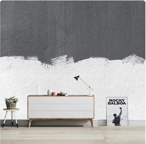 XDOUBAO Papier peint 3D Art abstrait graffiti noir et blanc papier peint fond TV mur gris ciment motif mural, 3D, 150 x 105 cm
