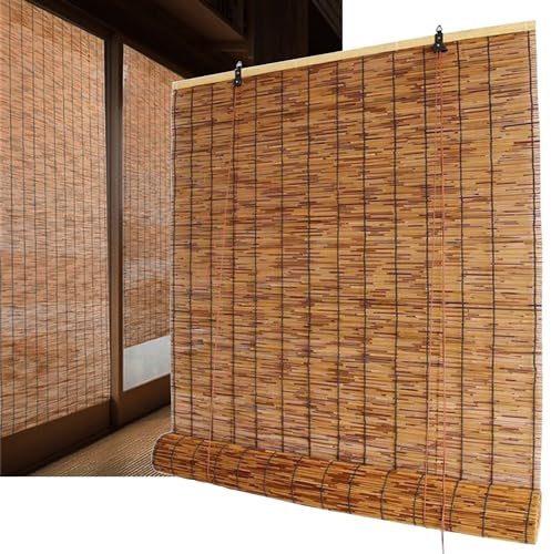TMGJShd Tenda a Lamella Naturali Tessute a Mano, Tende Avvolgibili In Bambù Protezione Solare Tapparelle Romane Con Sollevatore per Esterno/Interno/Giardino. (Size:40cmx40cm/15.75inx15.75in)