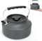 AYMQC Camping Wasserkocher 1.1 L Ultraleichter Aluminium Teekessel Tragbar Kessel Kaffeekanne Kochkesssel mit Tragetasche für Outdoor Picknick Wandern (Grau)