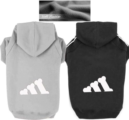 Owbb® 2 Stück Mittlerer Hund Kapuzenpullis Set, Hunde Hoodie warm,Bekleidung Fleece Sweater Hundepullover Baumwolljacke Shirt(schwarz+Grau/4XL)