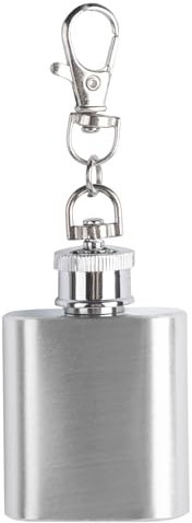 SPDYCESS Mini Rund Herzform Flachmann 1oz Edelstahl Flachmänner mit Schlüsselanhänger Klein Silber Tragbar Flachmann von Alkohol zum Wandern