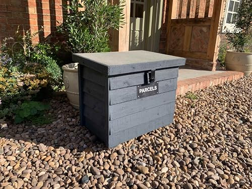 Lockable Parcel Delivery Box painted Dark Grey, Garden Store, Muddy Shoes Boots Wellingtons Storage, Log Store, Grocery Delivery Box - Delivered Fully Assembled