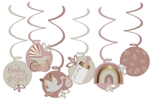 Folat 25001 Baby Shower Deko, Babyparty, Rosa, WeißHängdekoration - Blooming Baby Girl - 6 Stück