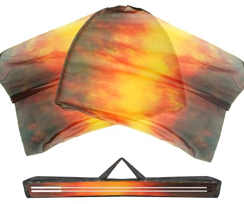 Baisdan 139,7 x 114,3 cm große Fahnen mit Flexstäben, Lob & Anbetung Tanzfahnen, Anbetung Engelsflügel Flaggen für prophetische Anbetung, christlicher Kirchtanz, Gelb-Orange-Schwarz