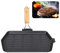 lvifloae Cast Iron Griddle Pan Frying Pan with Even Heat Conduction, Non Stick Coating with Foldable Handle for Fajita Steak (21x35cm)